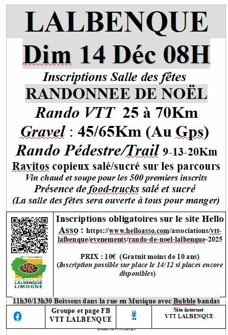 RANDO DE NOEL 2025 OUVERTURE DES INSCRIPTIONS