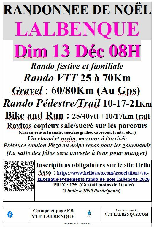 RANDO DE NOEL 2026 OUVERTURE DES INSCRIPTIONS