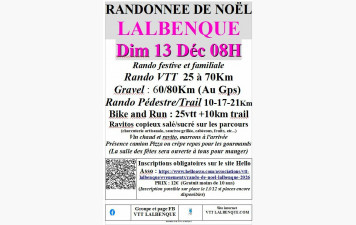 RANDO DE NOEL 2026 OUVERTURE DES INSCRIPTIONS